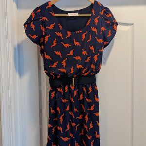 New without tags Peach Love navy dinosaur dress